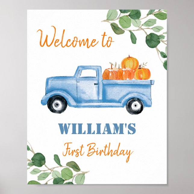 Citrouille Camion 1er anniversaire Affiche de bien (Devant)