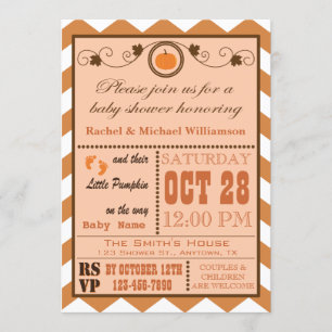 Citrouille Chevron Motif Baby shower Invitation