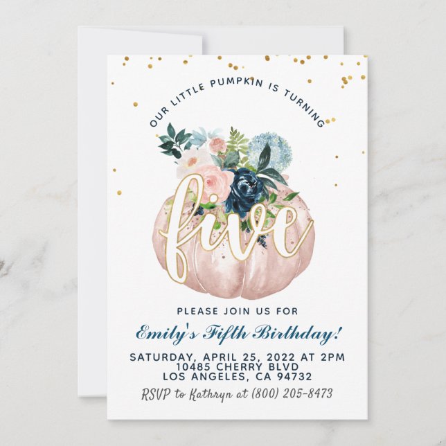 Citrouille cinquième anniversaire Invitation (Devant)