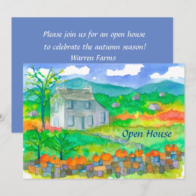 Citrouille Cottage Automne Open House Invitation (Devant / Derrière)