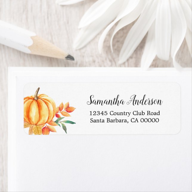 Citrouille d'aquarelle Orange - Feuilles automnale (En situation)