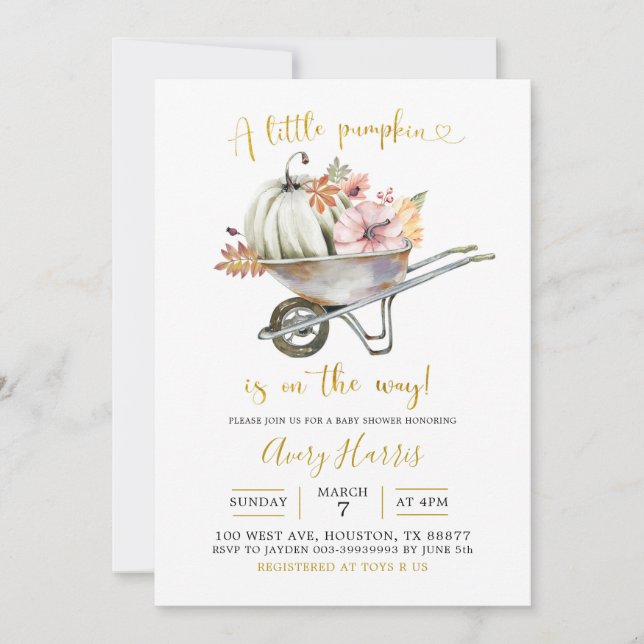 Citrouille d'automne Invitation au Baby shower de  (Devant)