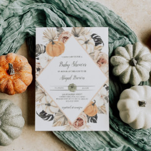 Citrouille d'automne Invitation Baby shower numéri