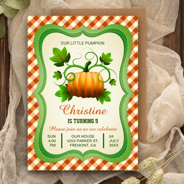 Citrouille d'automne mignon Invitation de fête d'a (Créateur téléchargé)