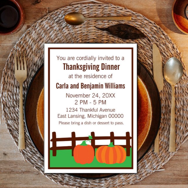 Citrouille d'automne Patch Thanksgiving Invitation (Fall Pumpkin Patch Thanksgiving Invite)