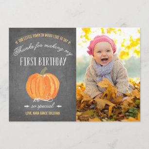 Citrouille d'automne   Premier anniversaire Merci 