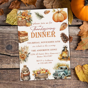Citrouille d'automne Thanksgiving Dîner Invitation