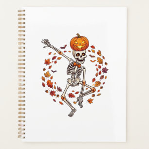 Citrouille de tête de squelette dansant Halloween