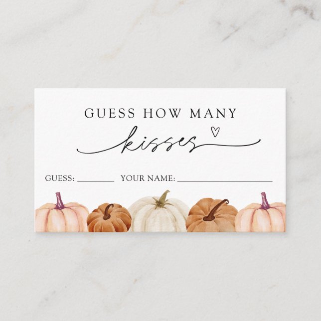Citrouille Devinez combien de baisers carte de jeu (Devant)