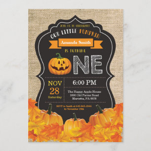 Citrouille d'Halloween 1er anniversaire Invitation