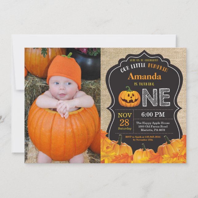 Citrouille d'Halloween 1er anniversaire Invitation (Devant)