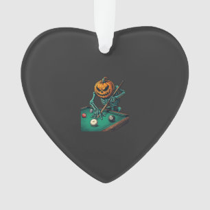 Citrouille d'Halloween squelette jouant au billard