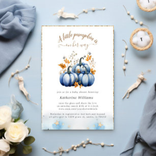 Citrouille d'or bleu Invitation Baby shower d'auto