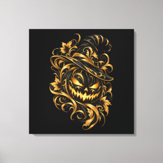 Citrouille dorée d'Halloween sur toile enveloppée