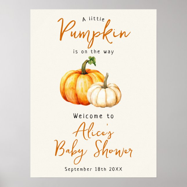 Citrouille Elegant Automne Baby shower Affiche de  (Devant)