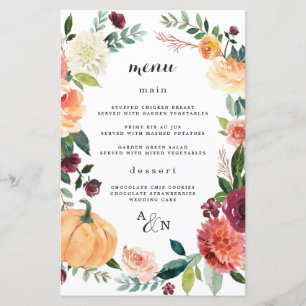 Citrouille Elegant Automne Floral Mariage Cartes d