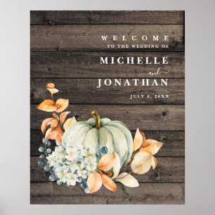 Citrouille et bois Mariage Affiche de bienvenue Co