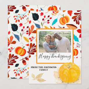 Citrouille et Motif d'automne Thanksgiving Carte p