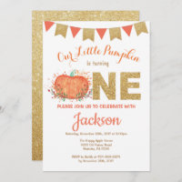 Citrouille Fall Birthday Invitation Gold Parties s
