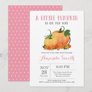 Citrouille Fall Girl Baby shower Invitation Card