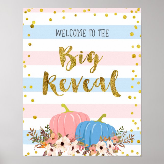 Citrouille floral Affiche de bienvenue de révélati (Devant)