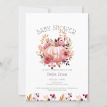 Citrouille Floral Automne Baby shower Invitation
