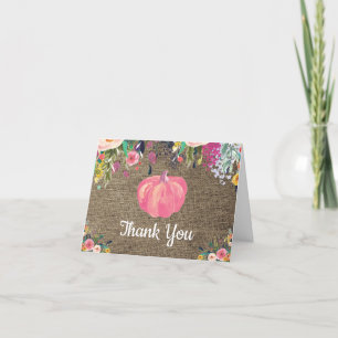 Citrouille Floral  Burlap Carte de remerciements