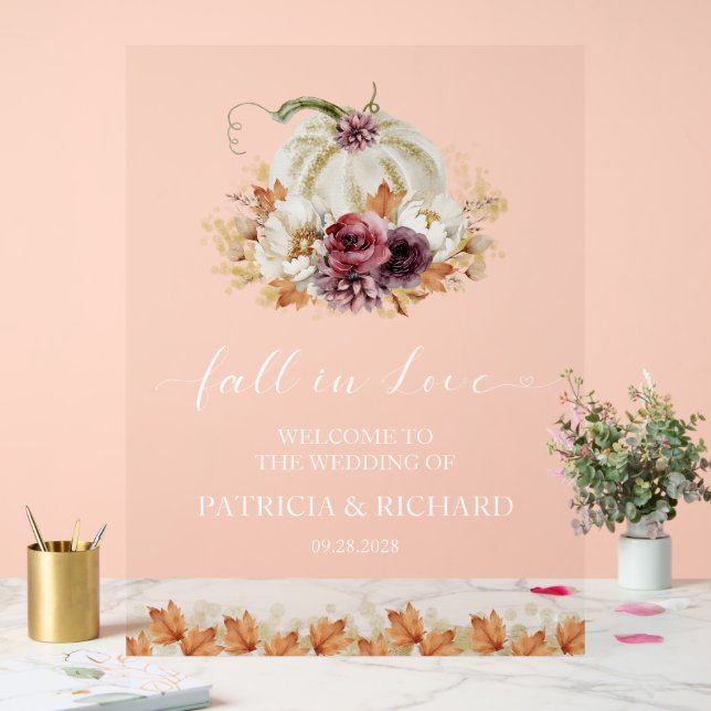 Citrouille Floral Fall In Love Mariage Affiche de  (Mariage)