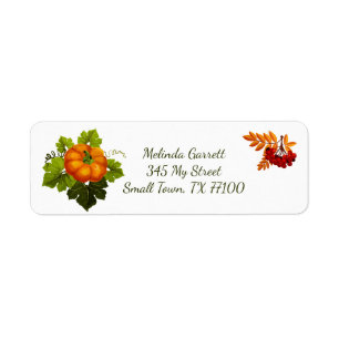 Citrouille Floral Fall Thanksgiving Adresse person