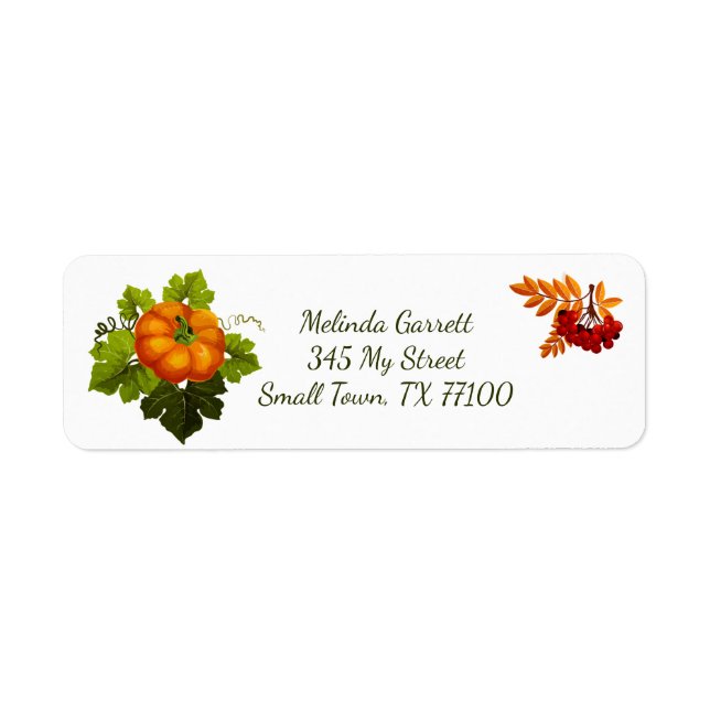 Citrouille Floral Fall Thanksgiving Adresse person (Devant)