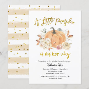 Citrouille Floral Girl Baby shower Invitation