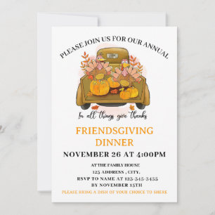 Citrouille Friendsgiving Diner party Invitation