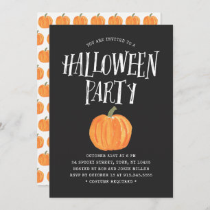 Citrouille Halloween Party Invitation noir