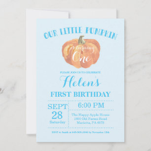 Citrouille Invitation d'anniversaire bleu