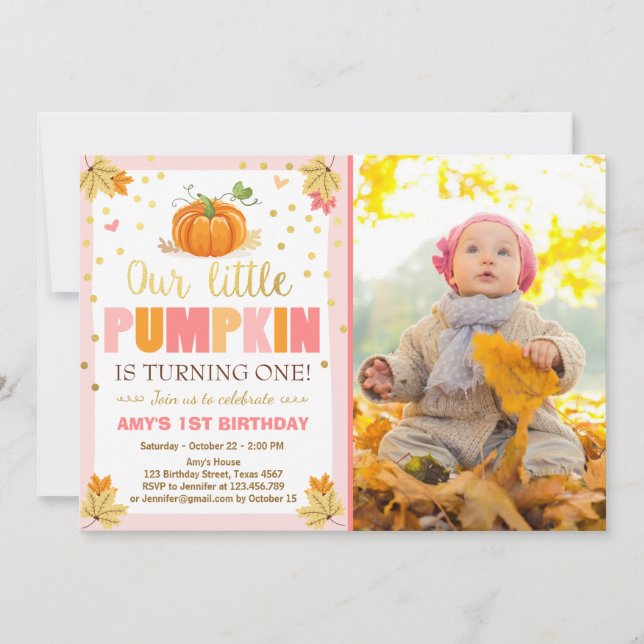 Citrouille Invitation d'anniversaire Pink Premier  (Devant)