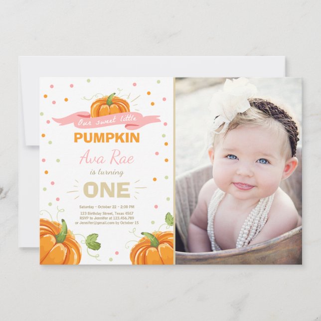 Citrouille Invitation d'anniversaire Pink Premier  (Devant)