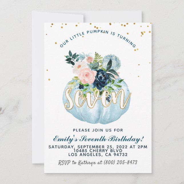 Citrouille Invitation du septième anniversaire (Devant)