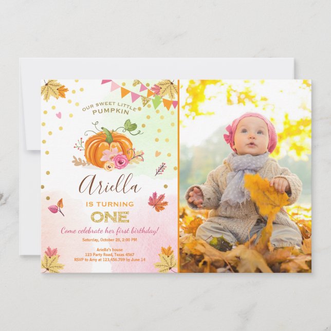Citrouille Invitation pour le premier anniversaire (Devant)