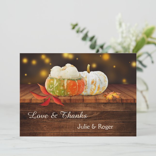 Citrouille Lights Automne Photo Mariage Carte de r (Debout devant)