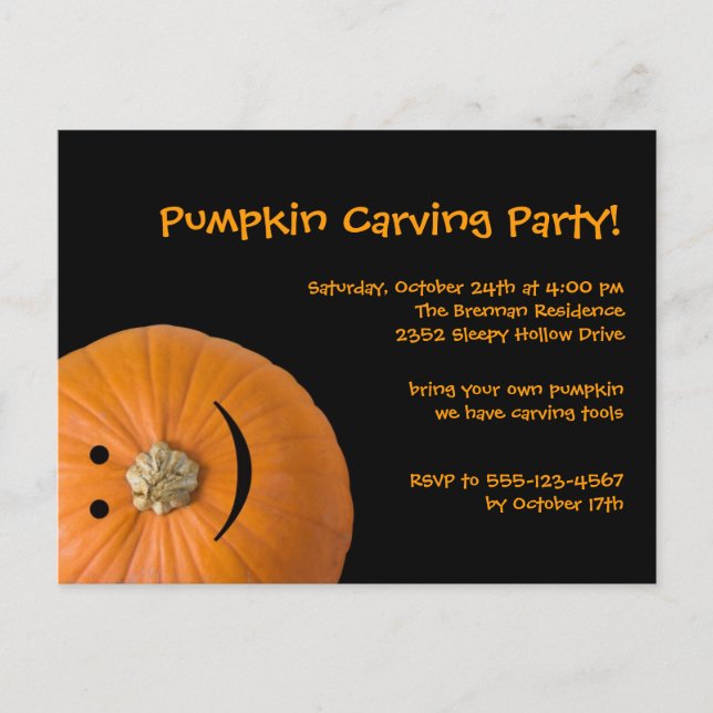 Citrouille noir orange Halloween invitation (Devant)