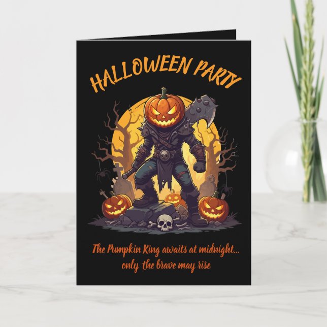 🖤 Citrouille noir roi Halloween Invitation 🎃 (Devant)
