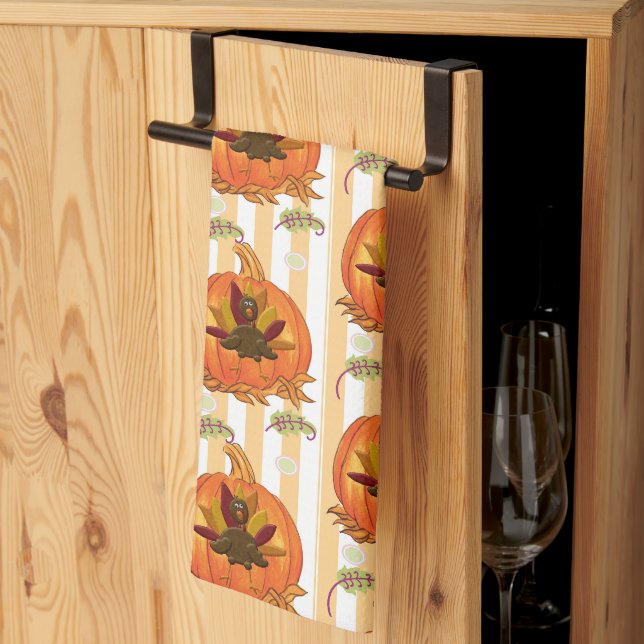 Citrouille Orange Turquie serviette de cuisine (Pliage en tiers)