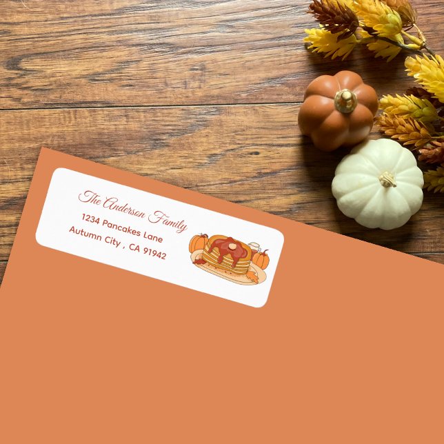 Citrouille Pancakes épices blanc Retours d'adresse (Pumpkin spice pancakes white return address label)