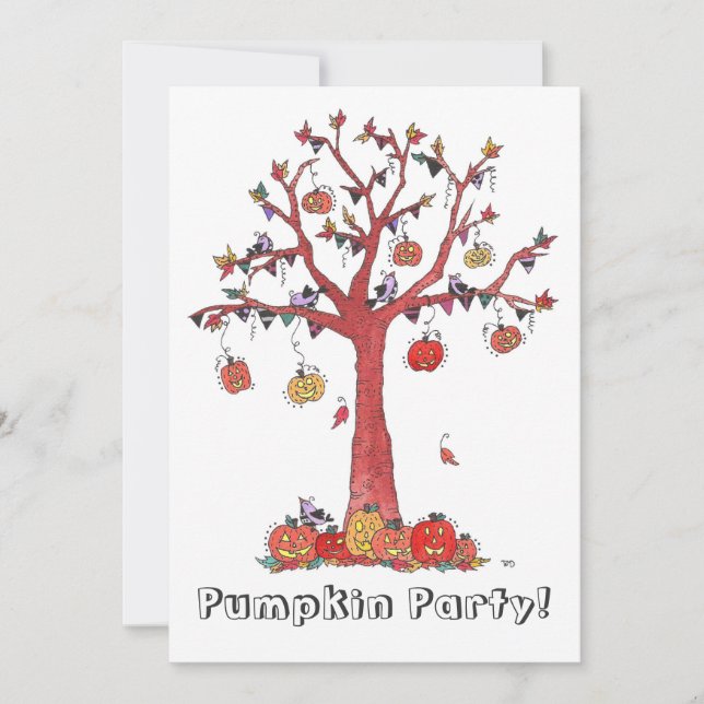 Citrouille Party, Halloween Party Invitation (Devant)