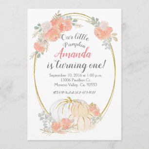 Citrouille Pastel 1er anniversaire Invitation