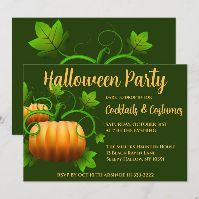 Citrouille Patch Halloween Party Invitation (Devant / Derrière)
