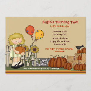Citrouille Patch Invitation Fille Anniversaire
