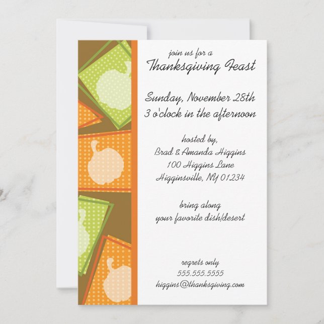 Citrouille Patch Thanksgiving Party Invitations (Devant)