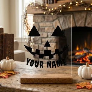 Citrouille Personnalisée Halloween Nom Noir & Blan