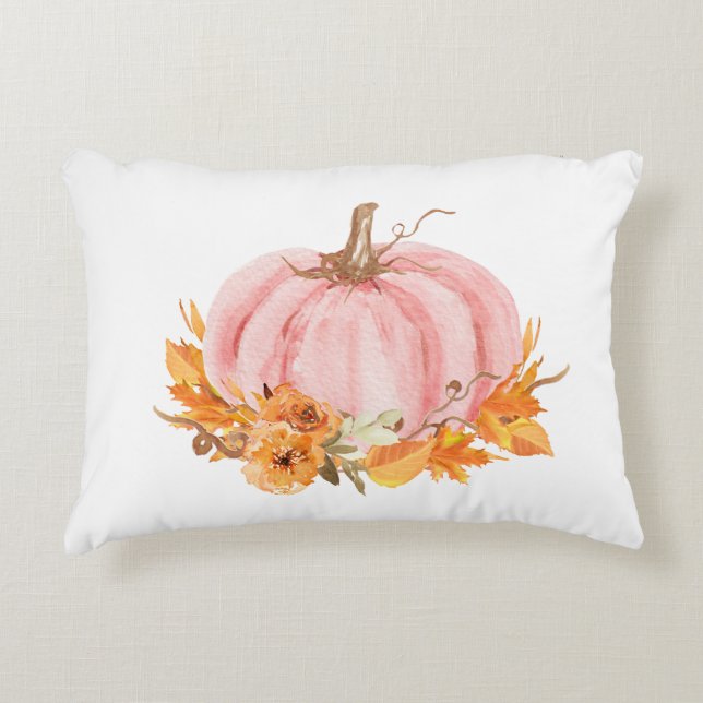 Citrouille rose automne et Coussin d'accents Rainb (Devant)